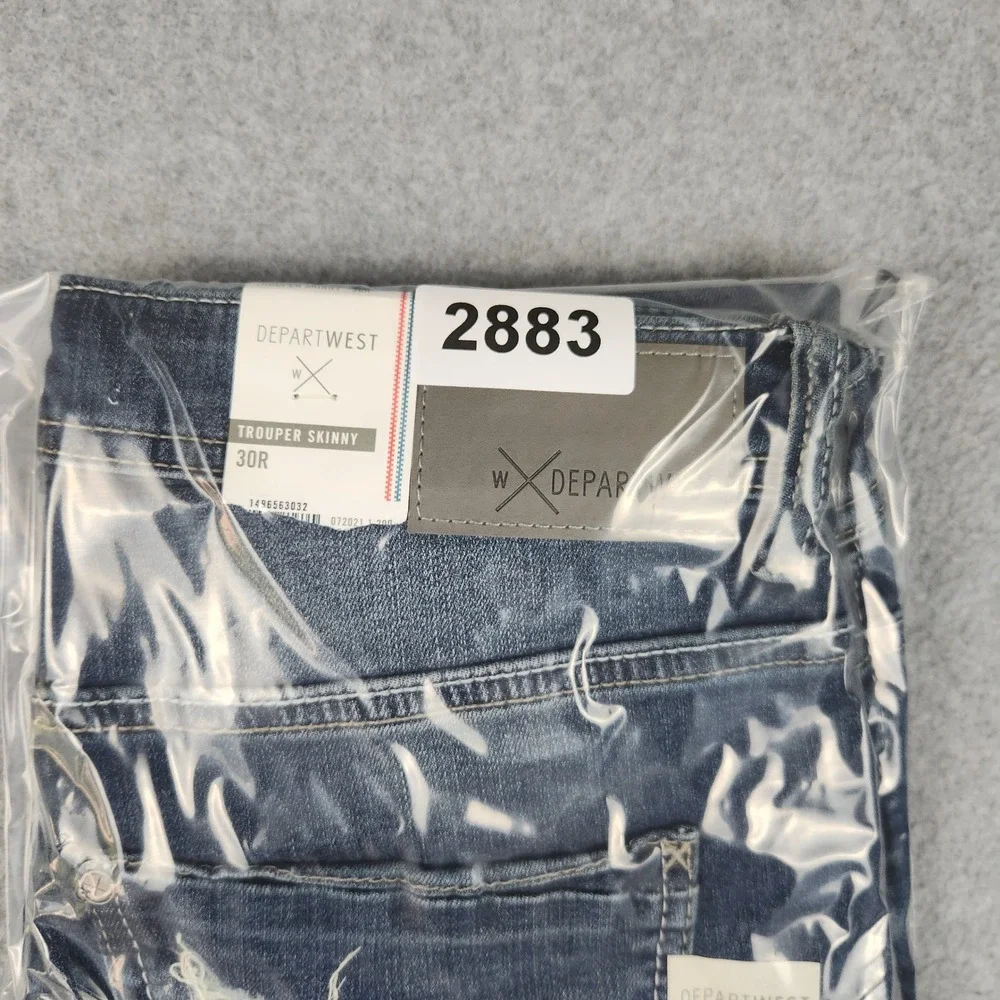 Departwest Trouper Skinny Jeans Mens 30R Blue Denim Slim Fit Low Rise Distressed